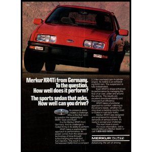 1986 Merkur CR4Ti German Sports Sedan Vintage Print Ad Red Curvy Road Wall Art
